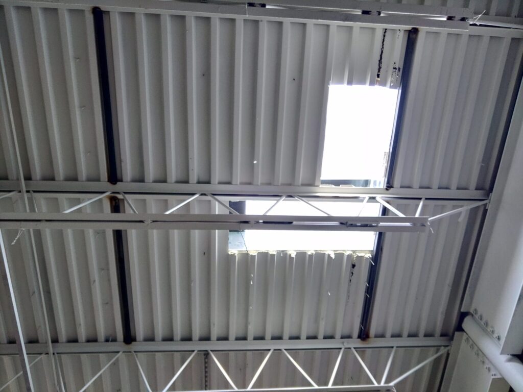 Commercial roof opening and structural steel reinforcement for a retail building renovation project in Pennsylvania.