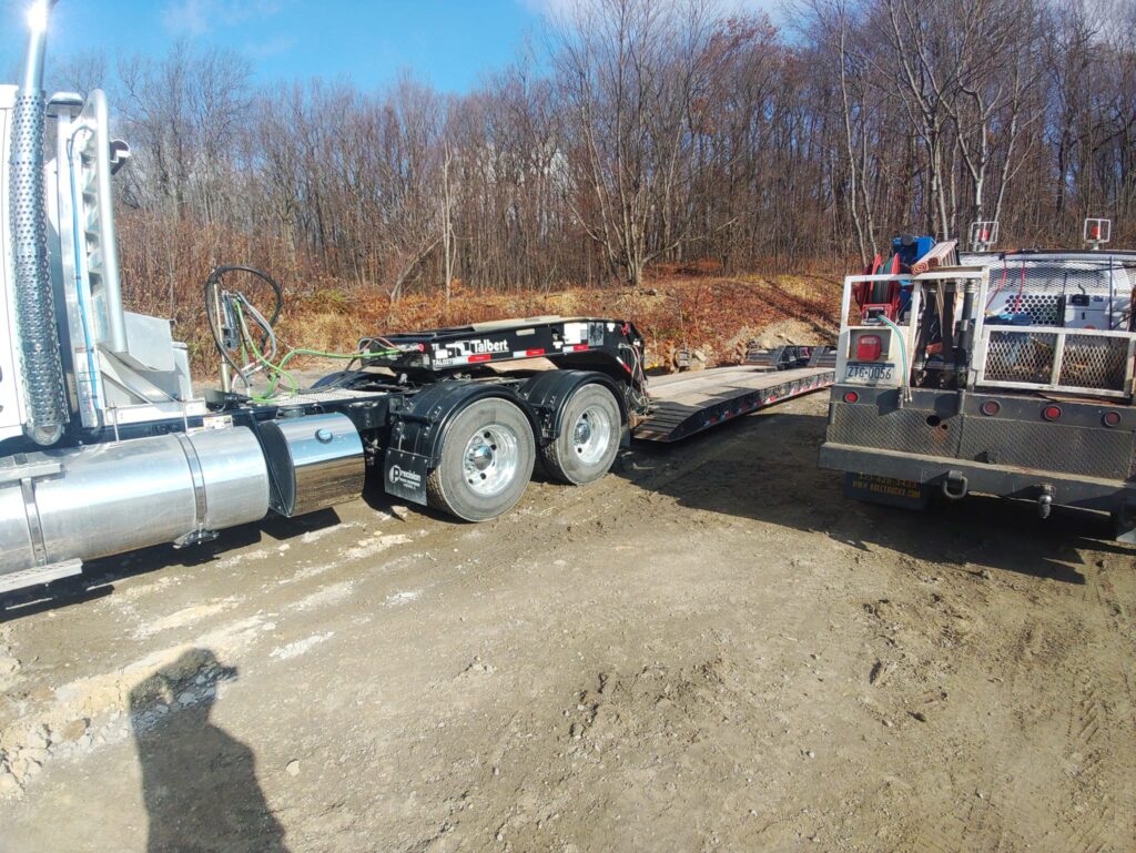 Mobile welding truck performing on site equipment and trailer repair in Pennsylvania