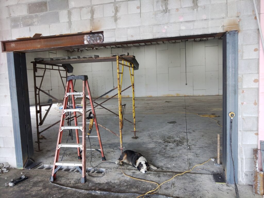 Structural steel beam installation for commercial building opening in Pennsylvania