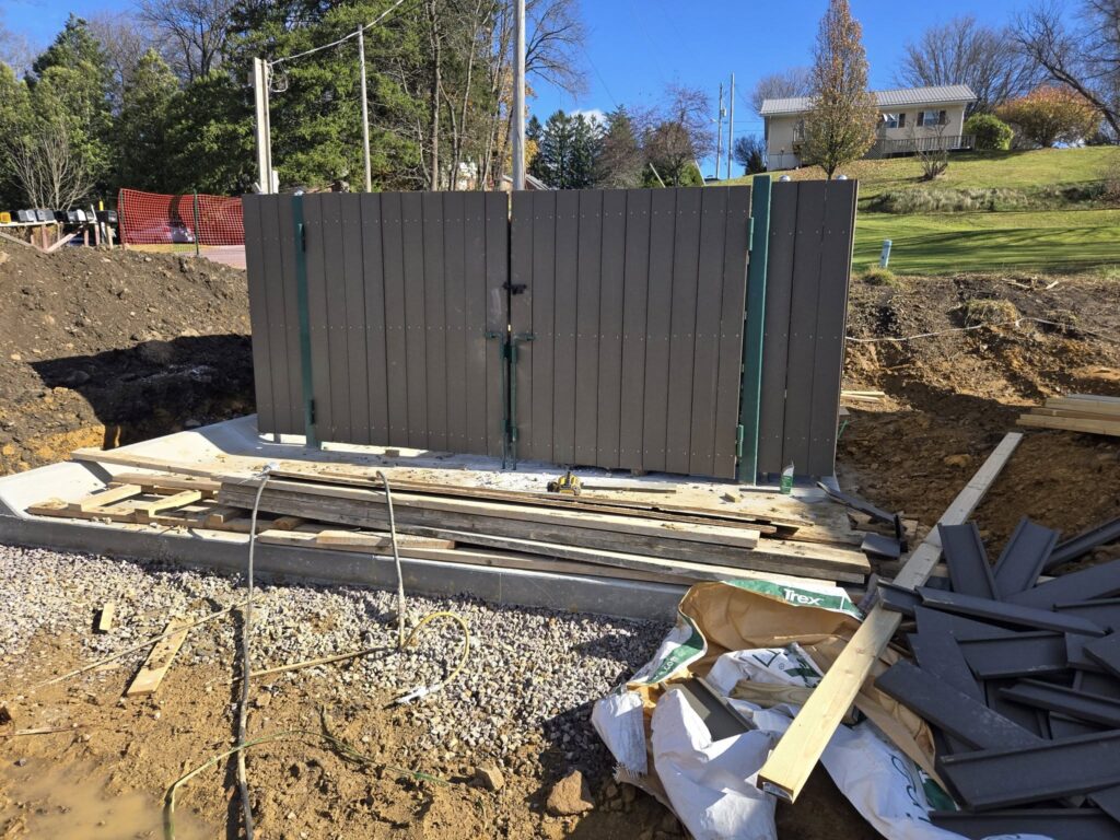Custom steel gate and access barrier installation at construction site in Pennsylvania