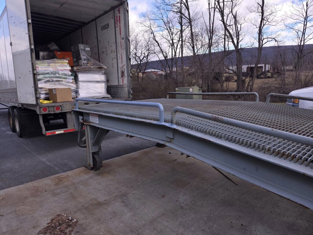 Custom steel loading ramp fabricated for truck and warehouse loading