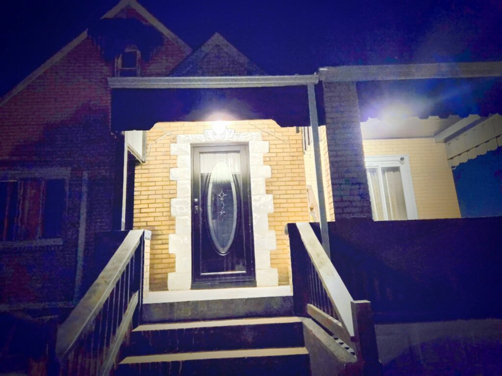 Custom steel handrails installed on residential front steps