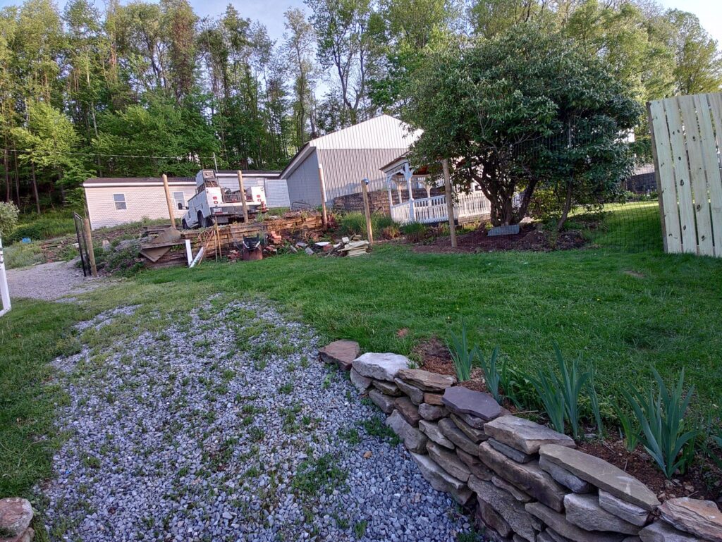 Steel frame installation project for backyard outdoor structure