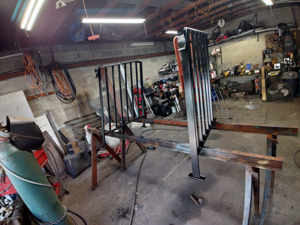 Custom steel railing columns fabricated and welded in metal shop in Pennsylvania