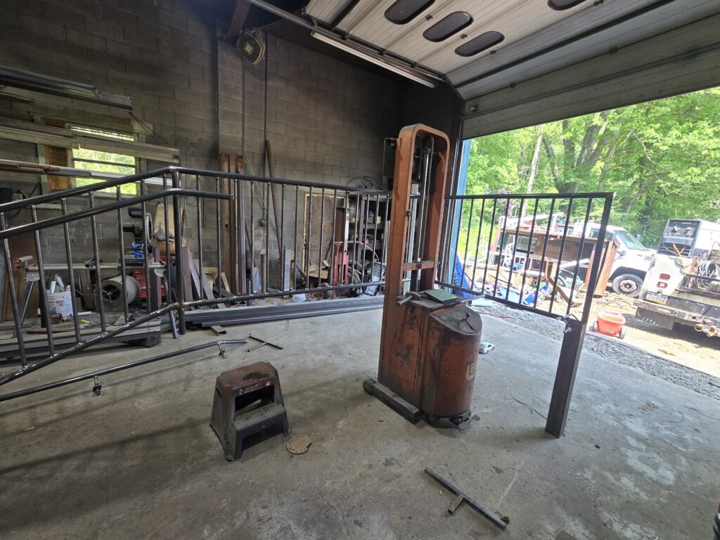 Custom steel railing fabrication in welding shop in Pennsylvania